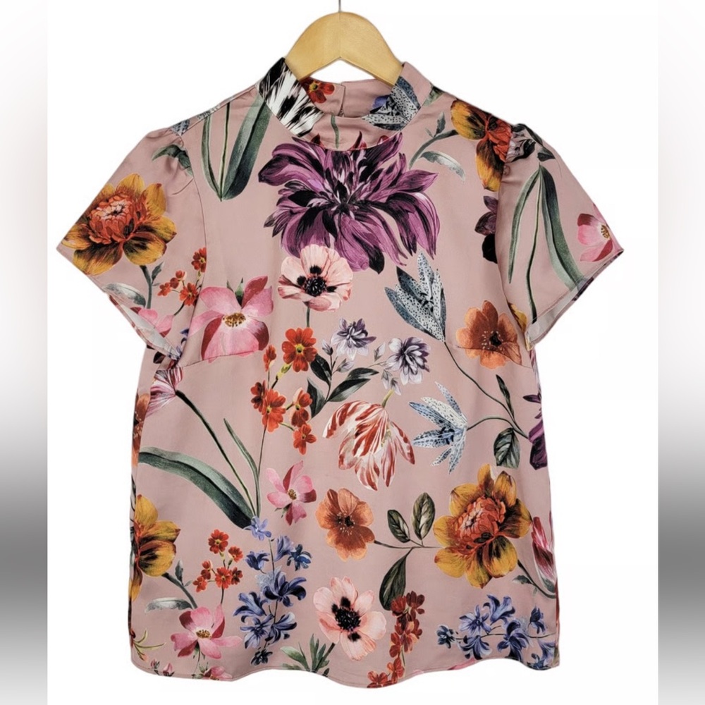 Drapey mockneck top in Dutch floral, Size M